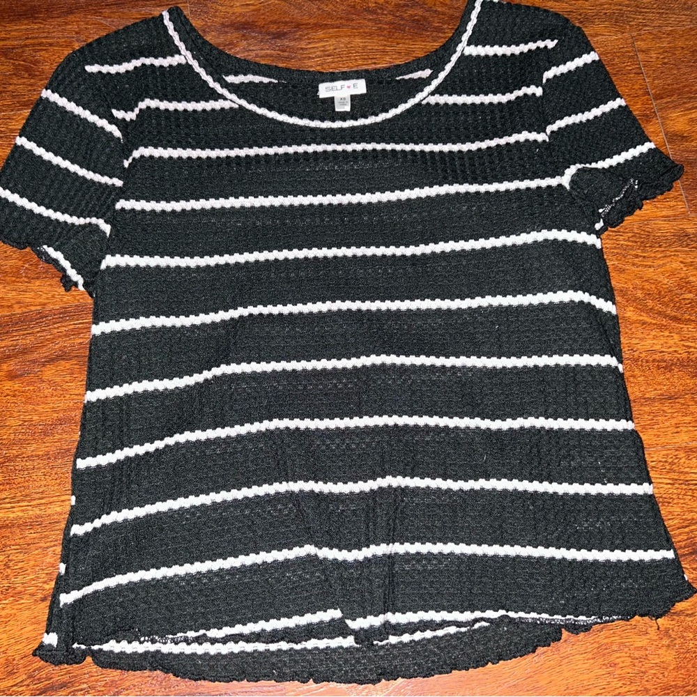Self Esteem Black and White Boxy Ribbed T-Shirt